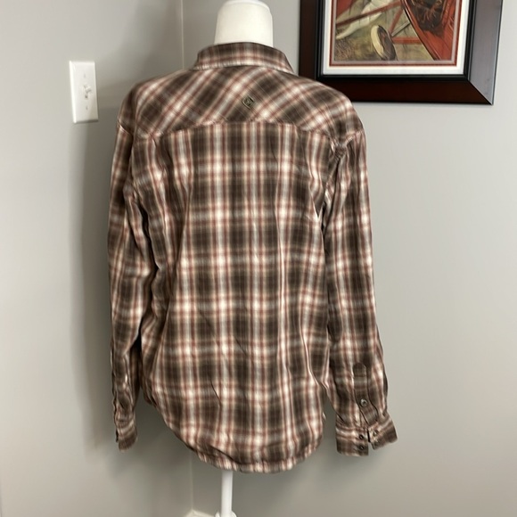 PRANA Asylum Plaid flannel thermal lined Shacket brown outdoor camping organic - Picture 3 of 6